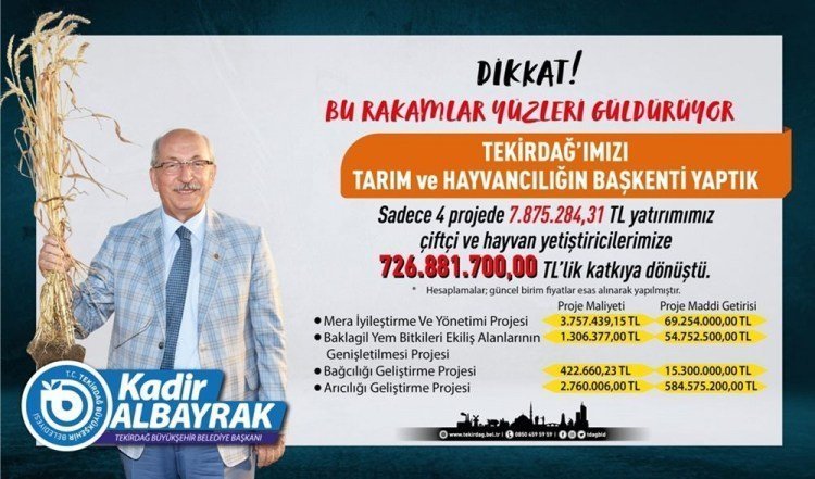 TEKİRDAĞ BÜYÜKŞEHİR BELEDİYESİ TARIMA DESTEK VERMEYE DEVAM EDİYOR