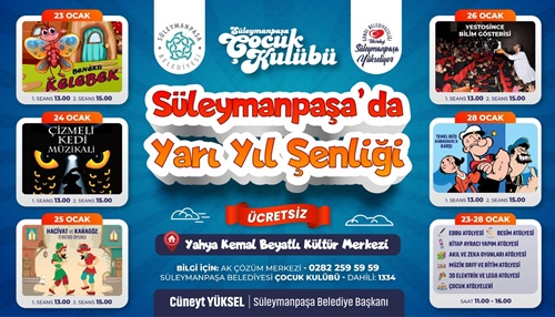 Süleymanpaşa Belediyesinden çocuklara Yarıyıl Şenliği