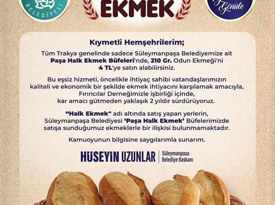 Paşa Halk Ekmek sadece 4 TL