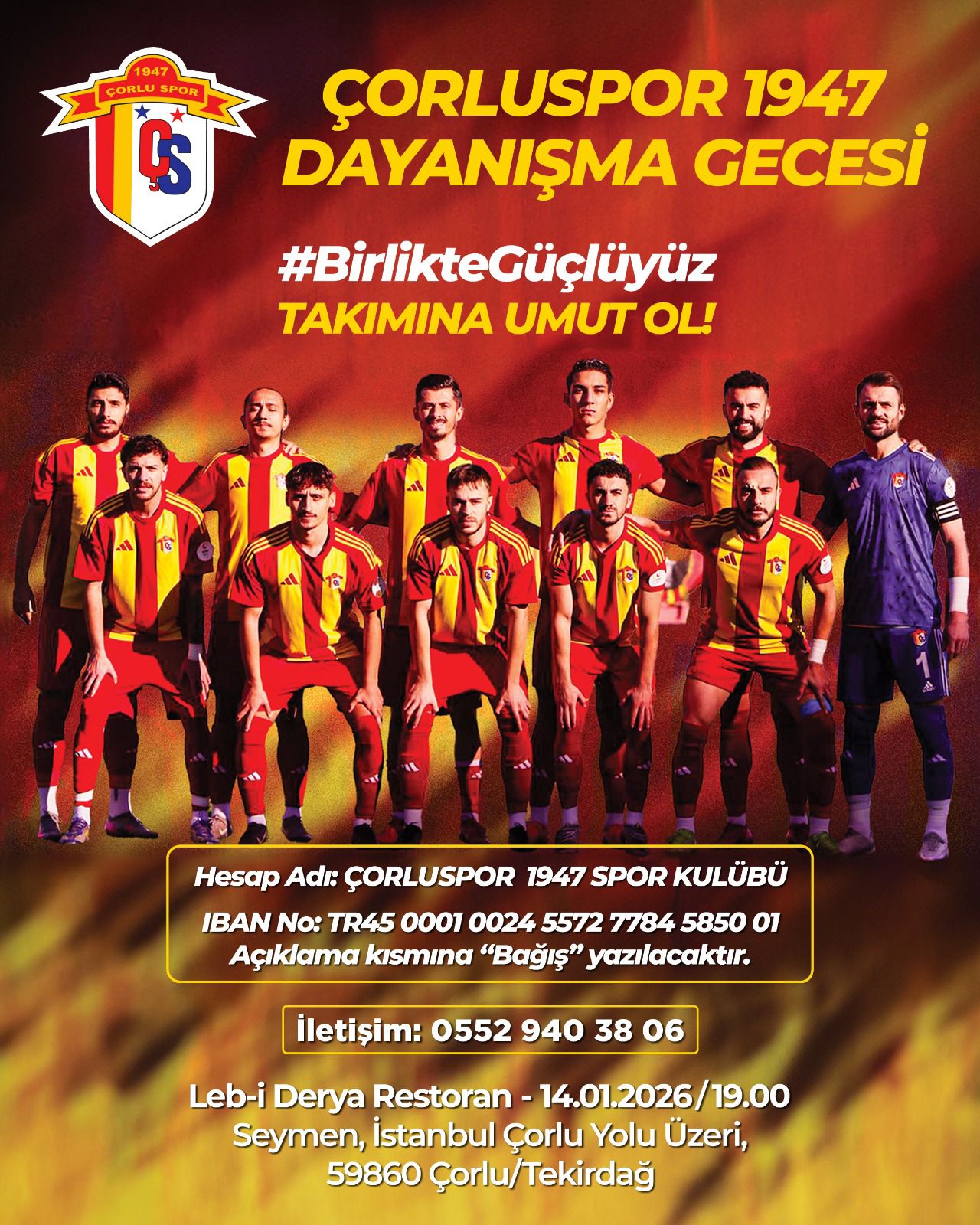 Başkan Sarıkurt’tan Çorluspor 1947’ye destek çağrısı