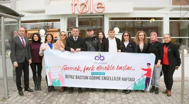 Görme engellilere baston desteği Çorlu’da karşılık buldu