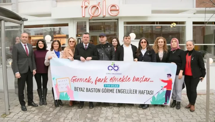 Görme engellilere baston desteği Çorlu’da karşılık buldu