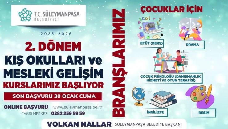Süleymanpaşa’da kış kursları için ikinci dönem başladı
